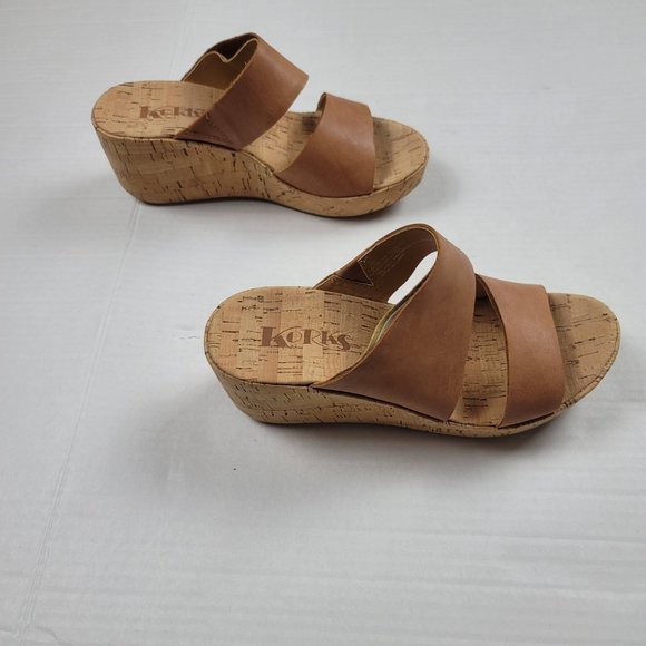 Korks Ease Platform Wedge Slide-On Leather Sandals - Picture 8 of 12